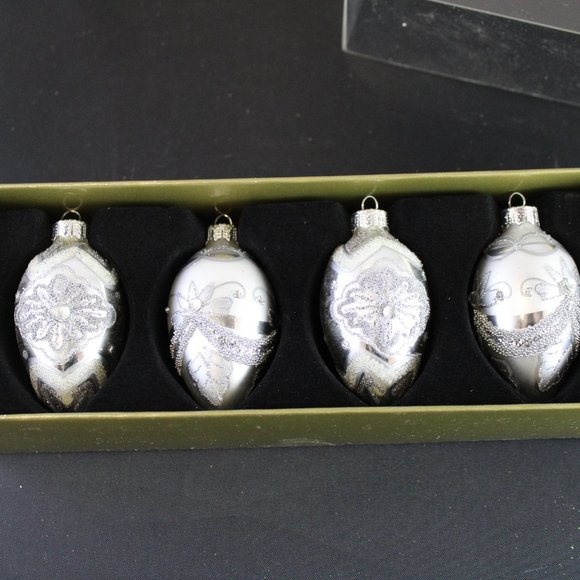 Other - 4 Piece Glass Egg shape Holiday Ornaments